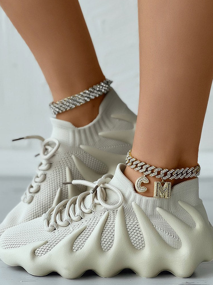 Lace-up Knit Breathable Sneakers - Bold Muse Co