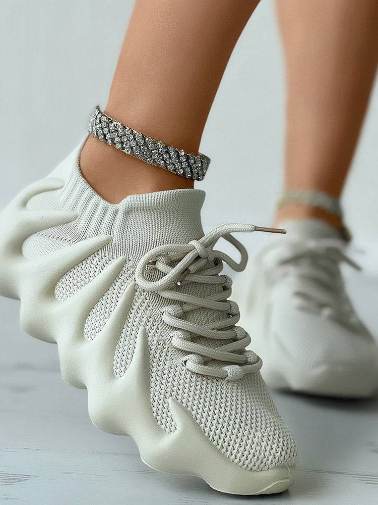 Lace-up Knit Breathable Sneakers - Bold Muse Co