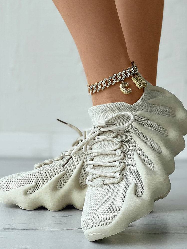 Lace-up Knit Breathable Sneakers - Bold Muse Co