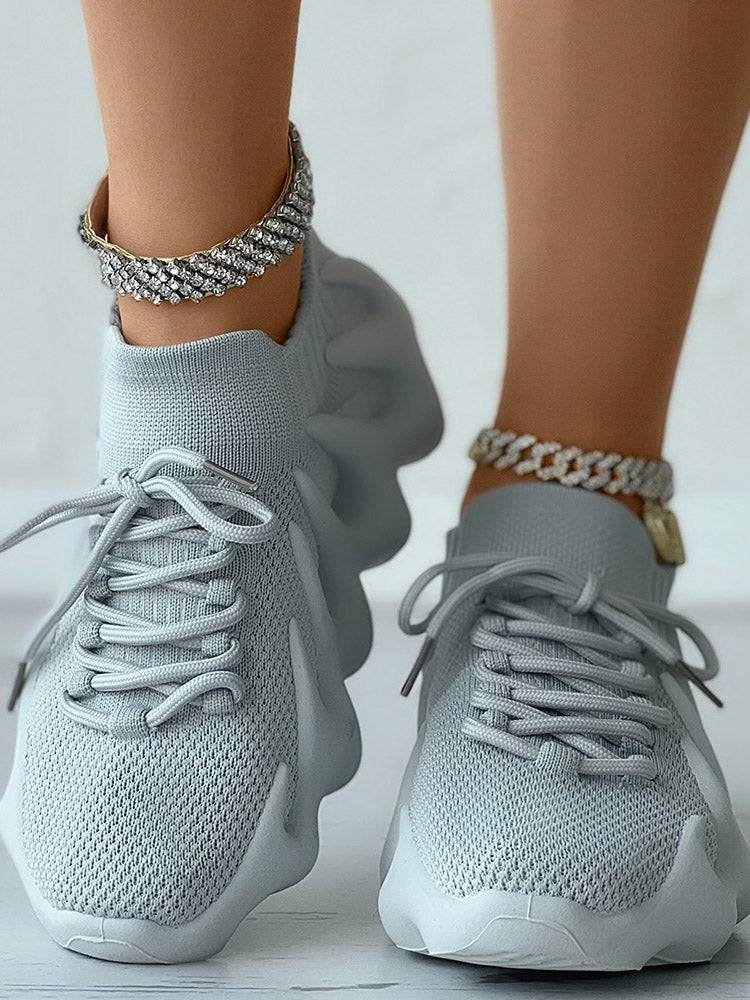 Lace-up Knit Breathable Sneakers - Bold Muse Co