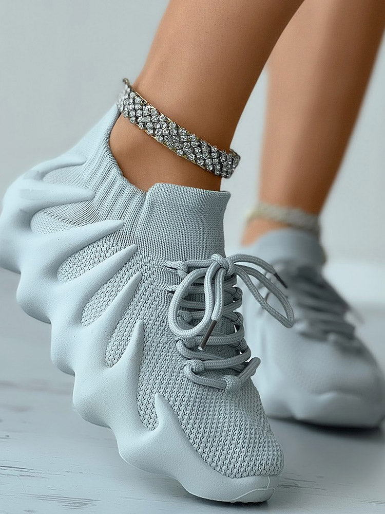 Lace-up Knit Breathable Sneakers - Bold Muse Co
