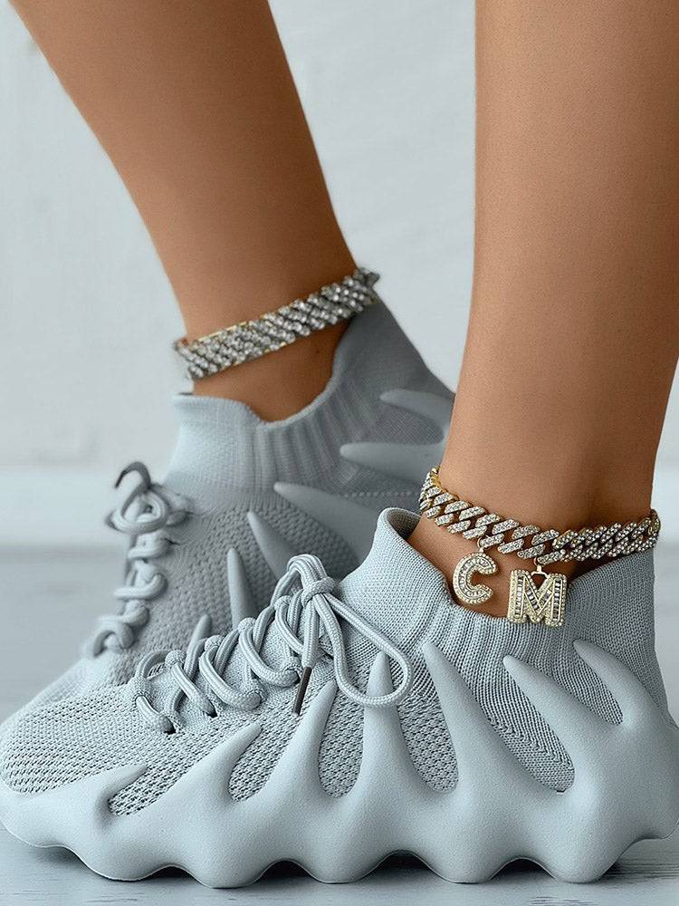 Lace-up Knit Breathable Sneakers - Bold Muse Co