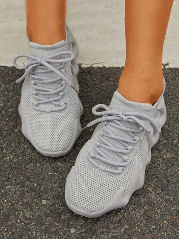 Lace-up Knit Breathable Sneakers - Bold Muse Co