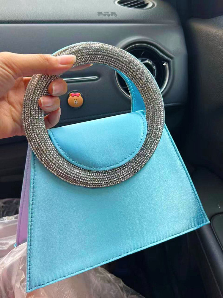 Rhinestone Handle Satin Clutch - Bold Muse Co
