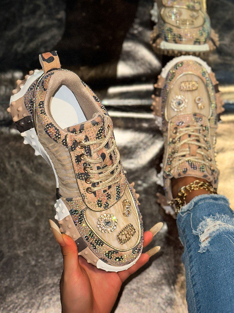 Sparkling Rhinestone Platform Sneakers