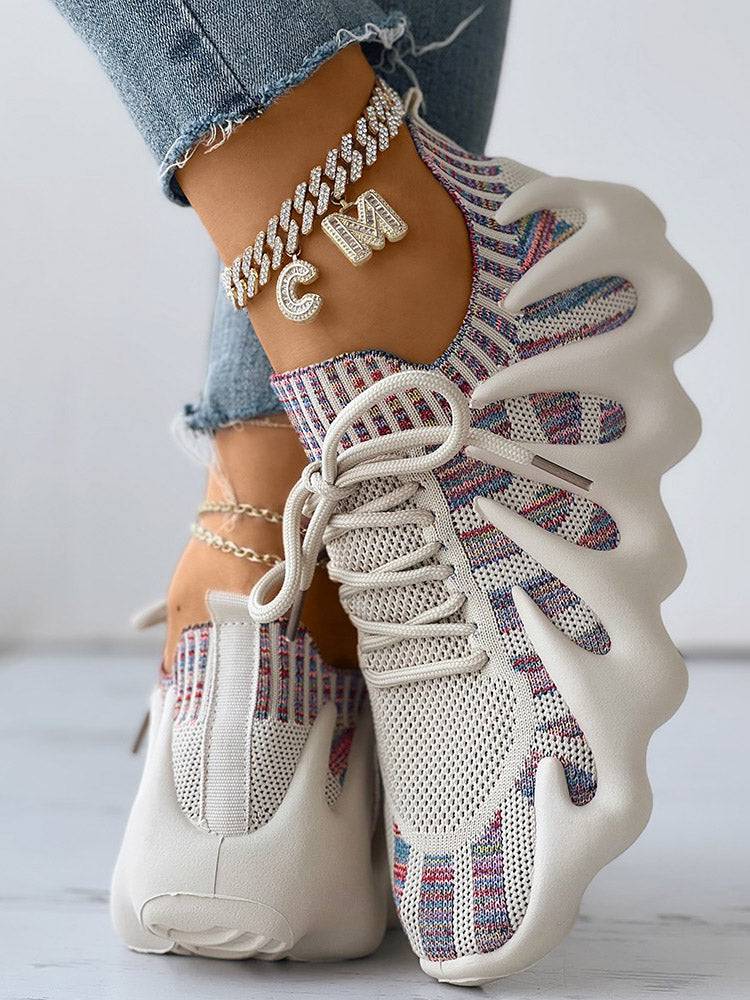 Lace-up Knit Breathable Sneakers - Bold Muse Co