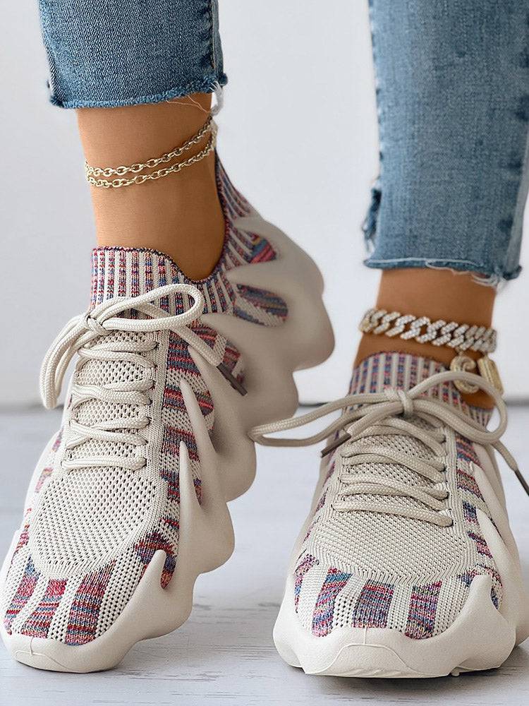 Lace-up Knit Breathable Sneakers - Bold Muse Co