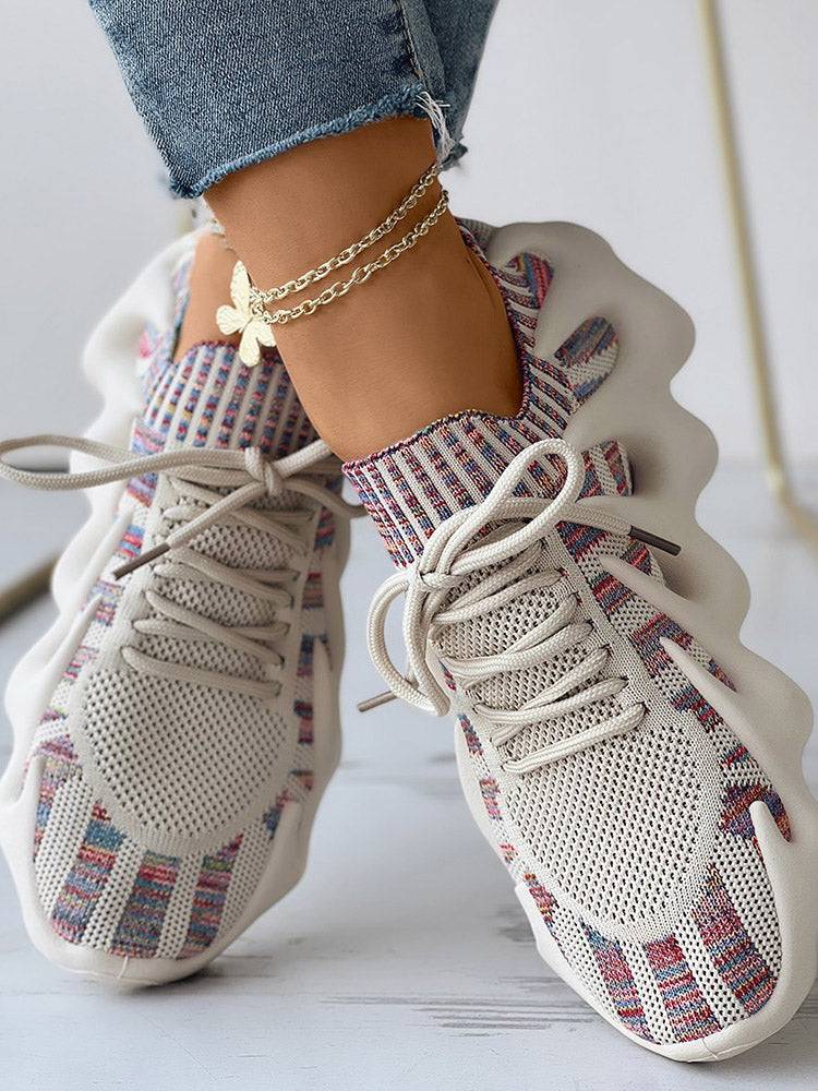 Lace-up Knit Breathable Sneakers - Bold Muse Co