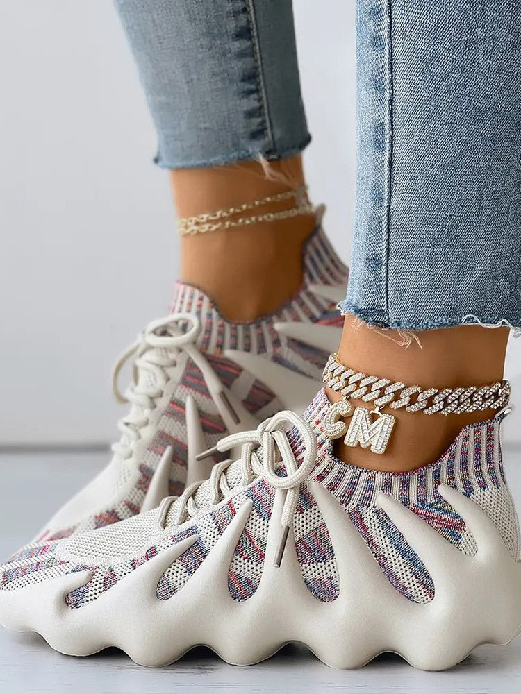 Lace-up Knit Breathable Sneakers - Bold Muse Co