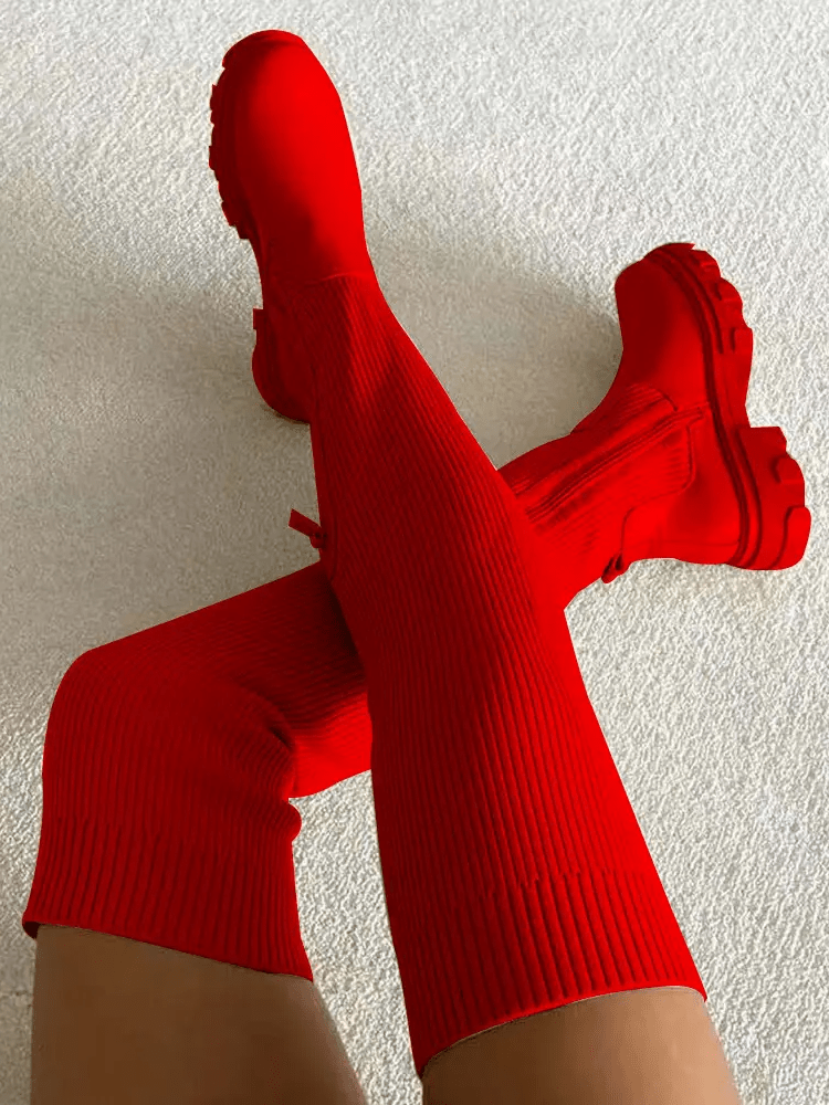 Knitted Over The Knee High Boots - Bold Muse Co
