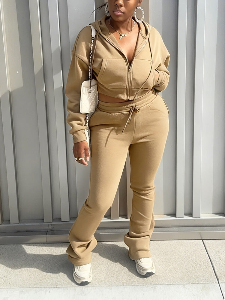 Basic Hoodie Extended Pants Set