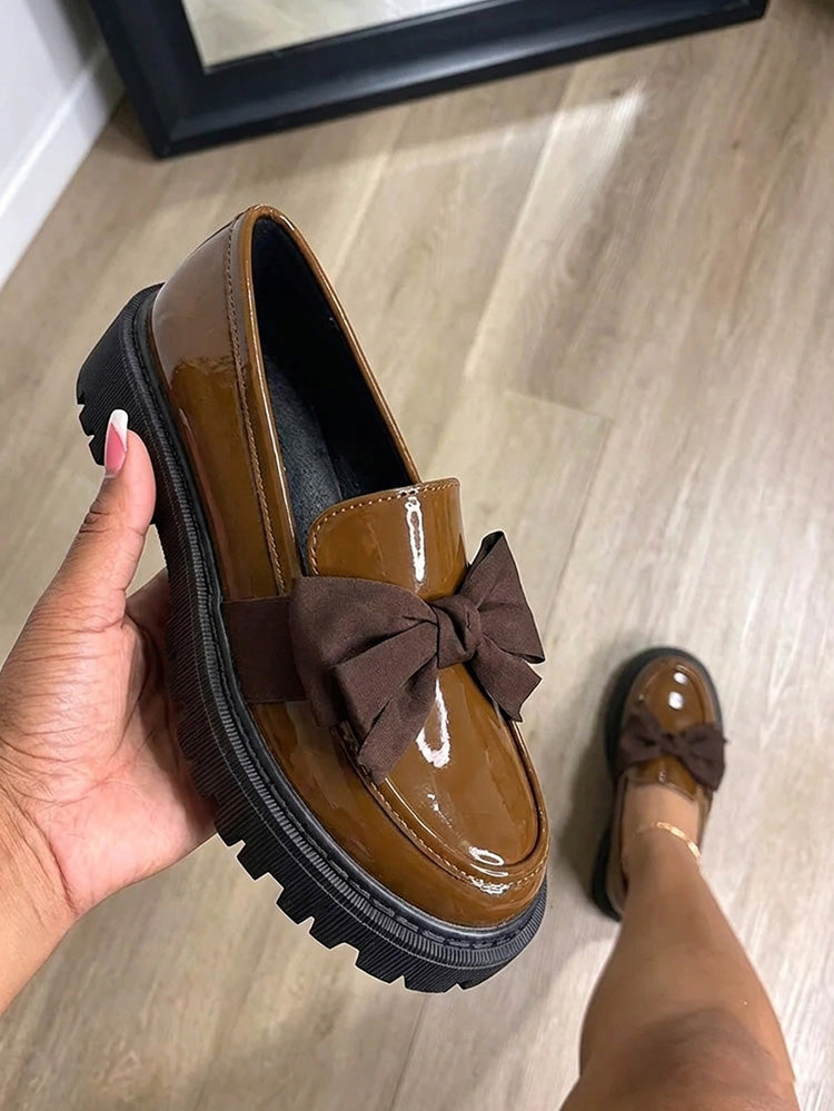 Leopard Suede Bow Loafers