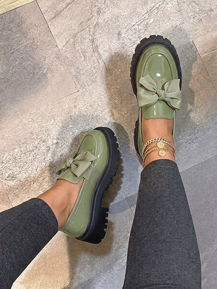 Leopard Suede Bow Loafers