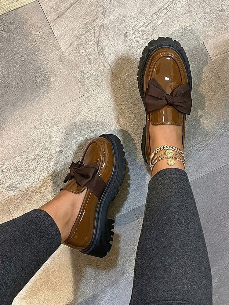 Leopard Suede Bow Loafers