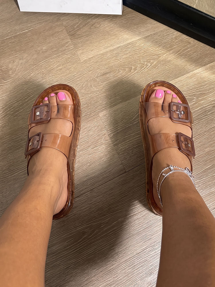 Jelly Double Buckle Sandals