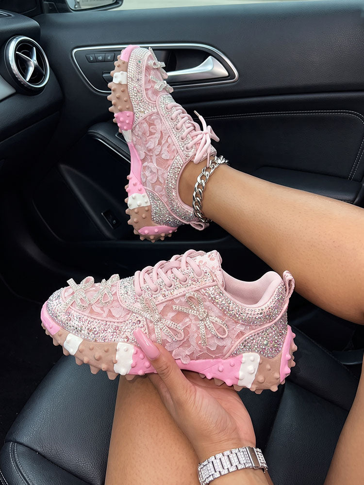 Sparkling Rhinestone Platform Sneakers
