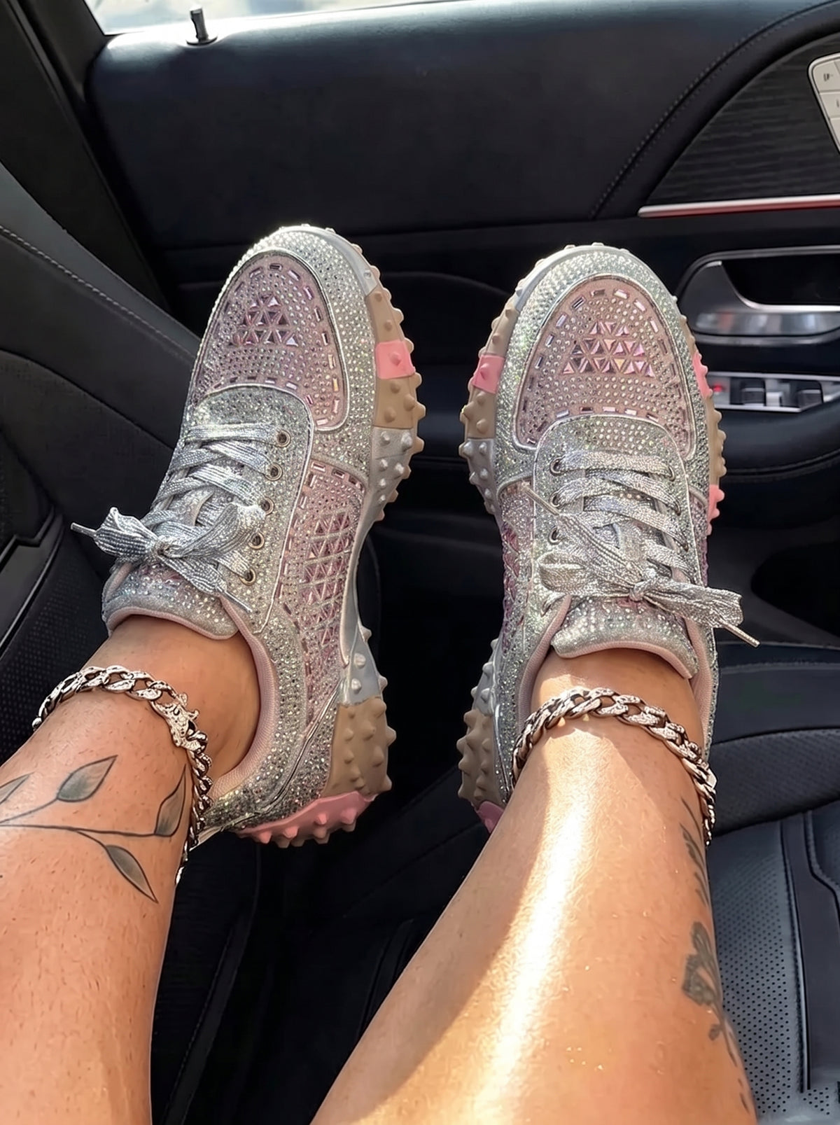 Sparkling Rhinestone Platform Sneakers