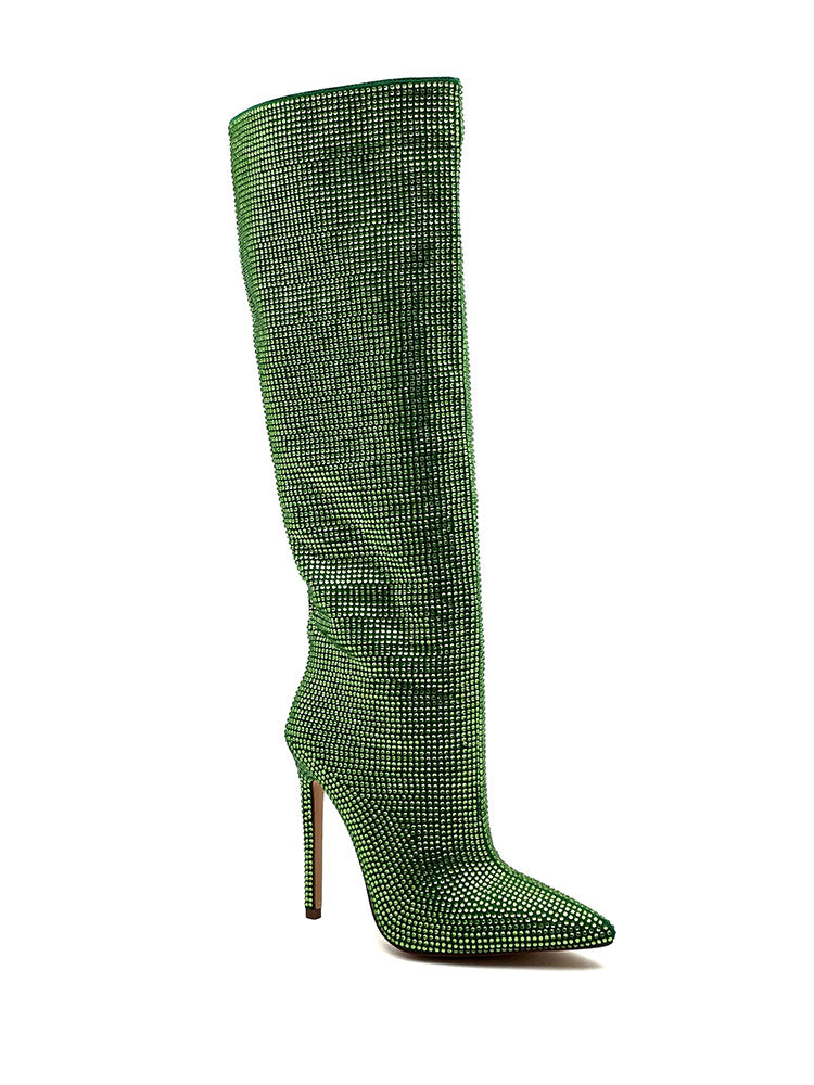 Crystal-Embellished Suede Boots - Bold Muse Co