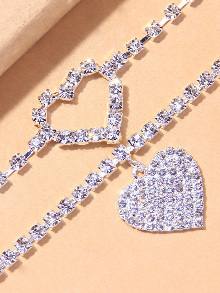 2PCS Rhinestone Heart Anklet - Bold Muse Co
