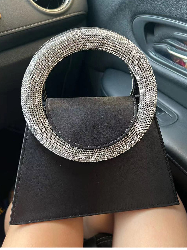 Rhinestone Handle Satin Clutch - Bold Muse Co