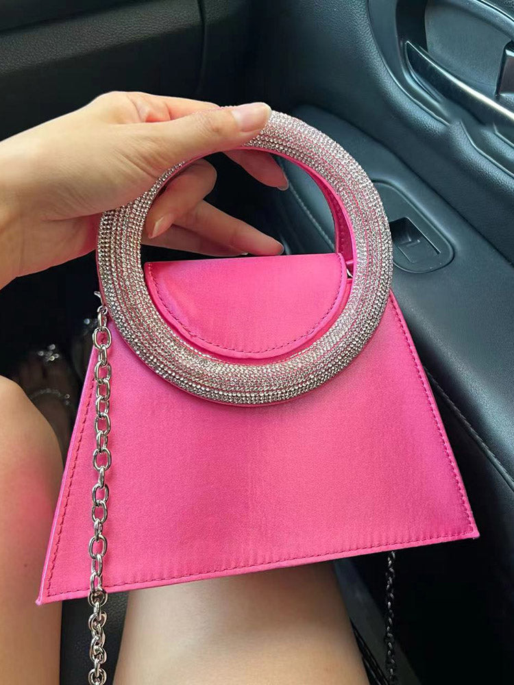 Rhinestone Handle Satin Clutch - Bold Muse Co