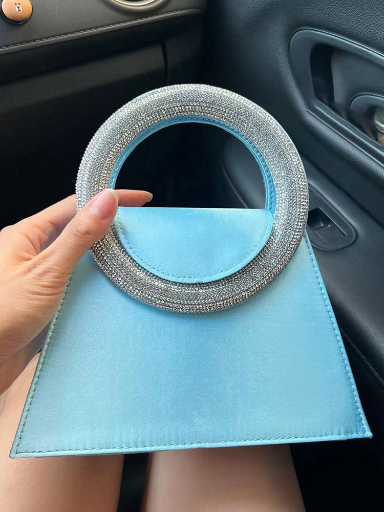 Rhinestone Handle Satin Clutch - Bold Muse Co
