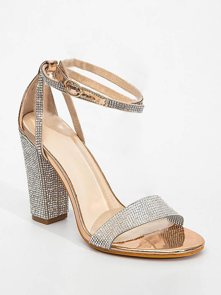 Rhinestones Ankle Strappy Sandals - Bold Muse Co