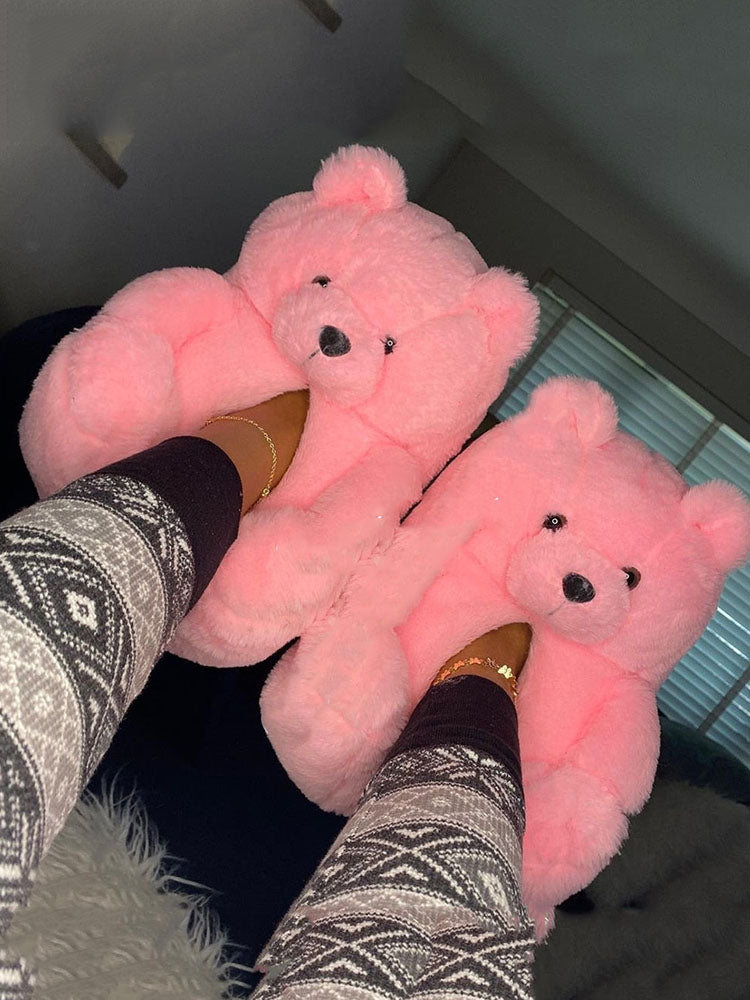 Fluffy Teddy Bear Slippers - Bold Muse Co
