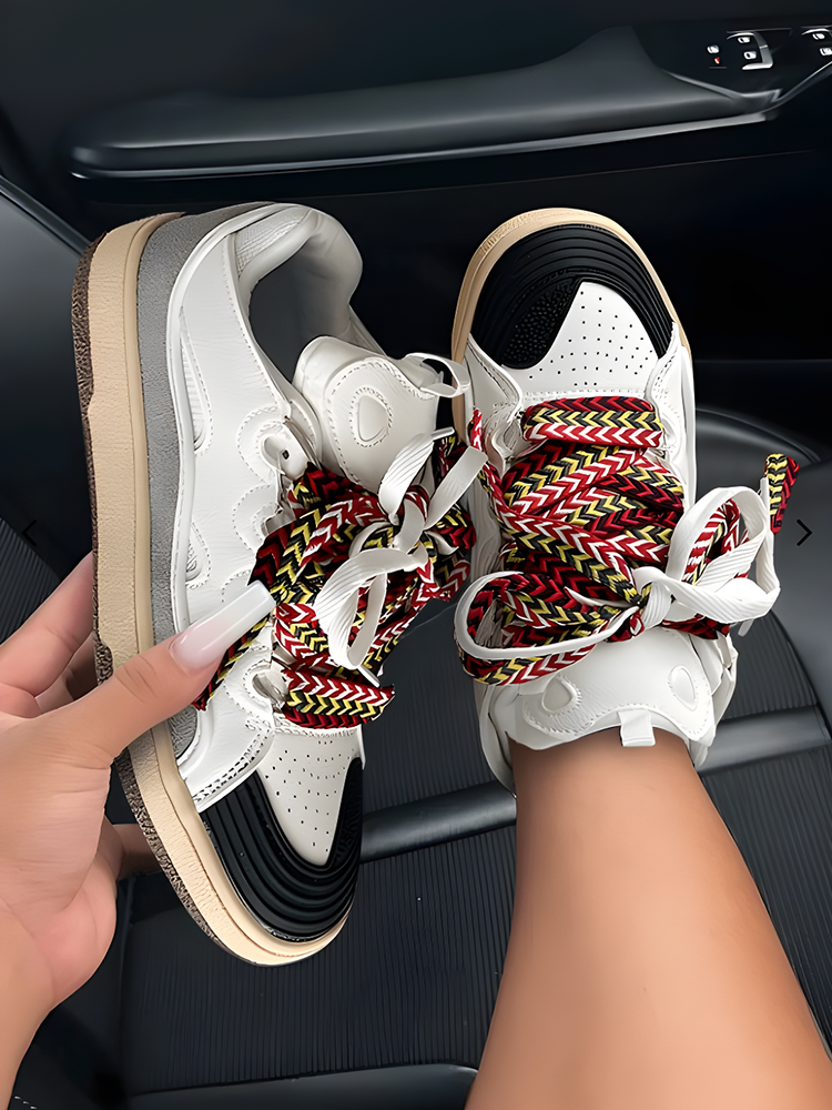 Contrast Lace-up Sneakers - Bold Muse Co