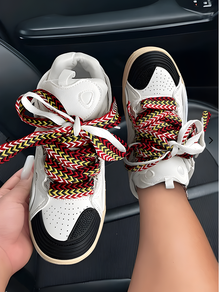 Contrast Lace-up Sneakers - Bold Muse Co