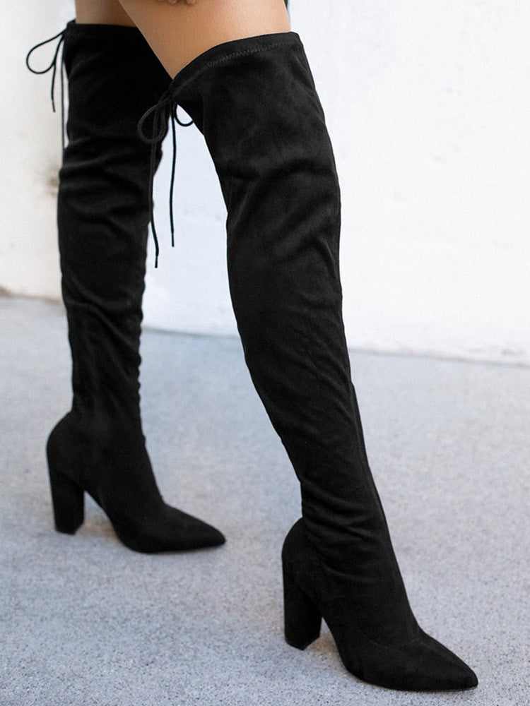 Suede Tie Back Boots - Bold Muse Co