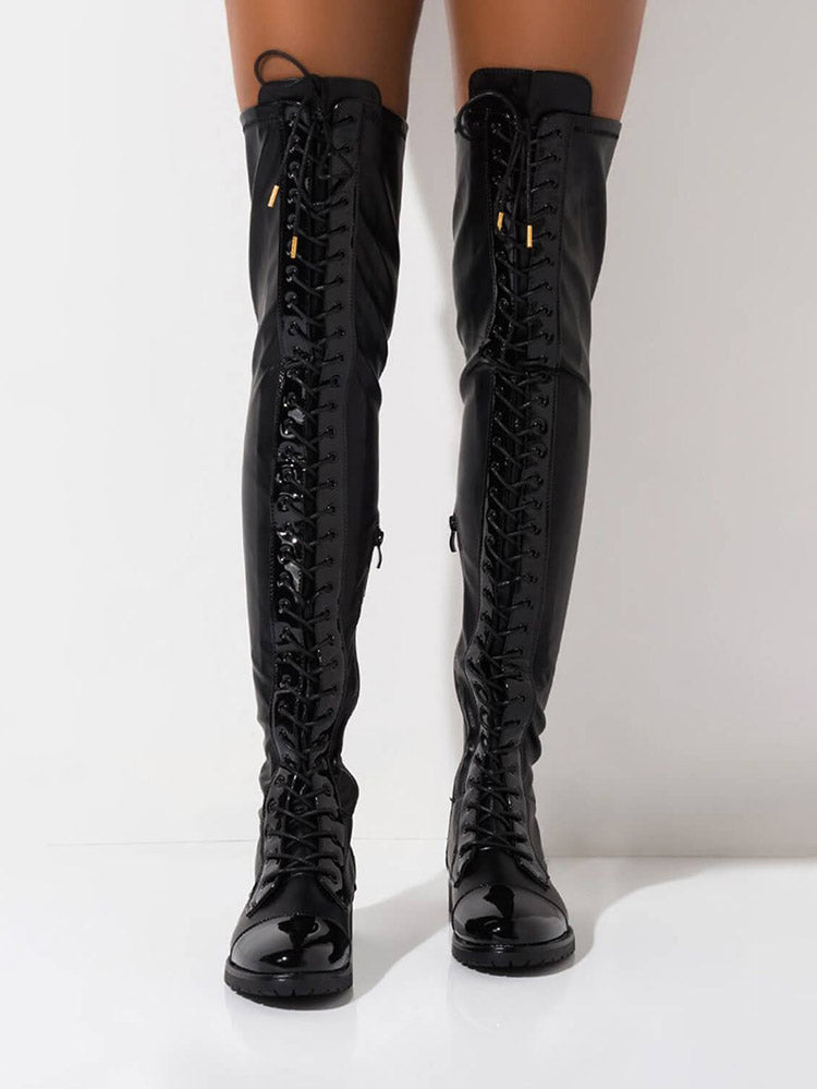 Lace Up PU Leather Boots - Bold Muse Co