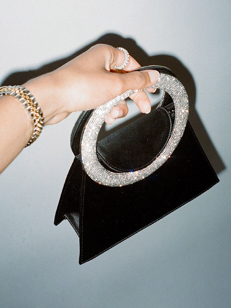 Rhinestone Handle Satin Clutch - Bold Muse Co