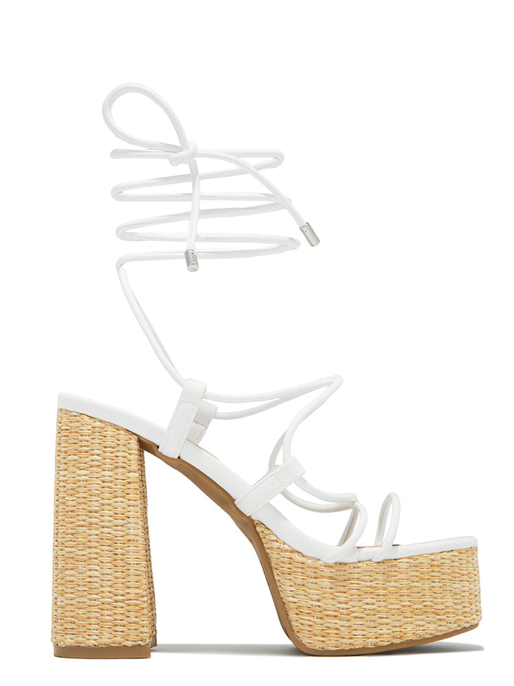 Raffia Platform Chunky Heel Sandals - Bold Muse Co